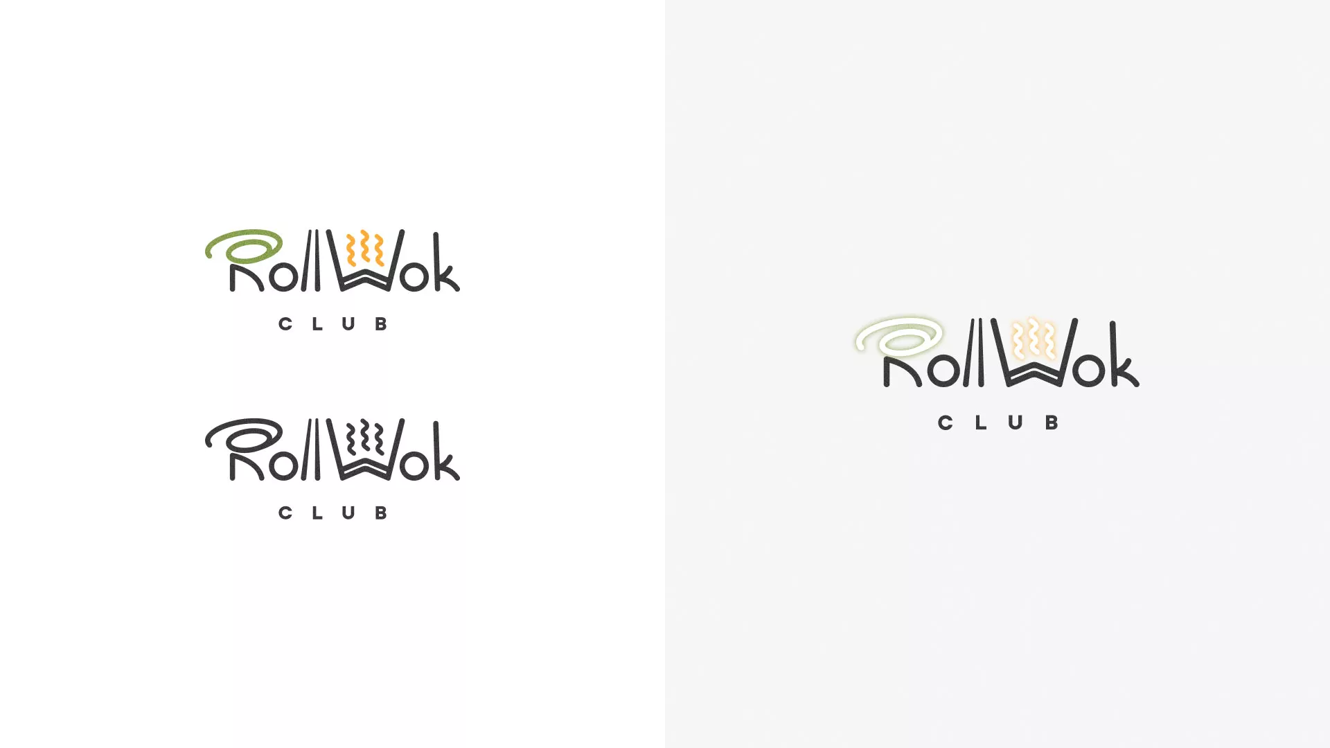 Разработка логотипа и фирменного стиля суши-бара «Roll Wok Club» в Куйбышеве