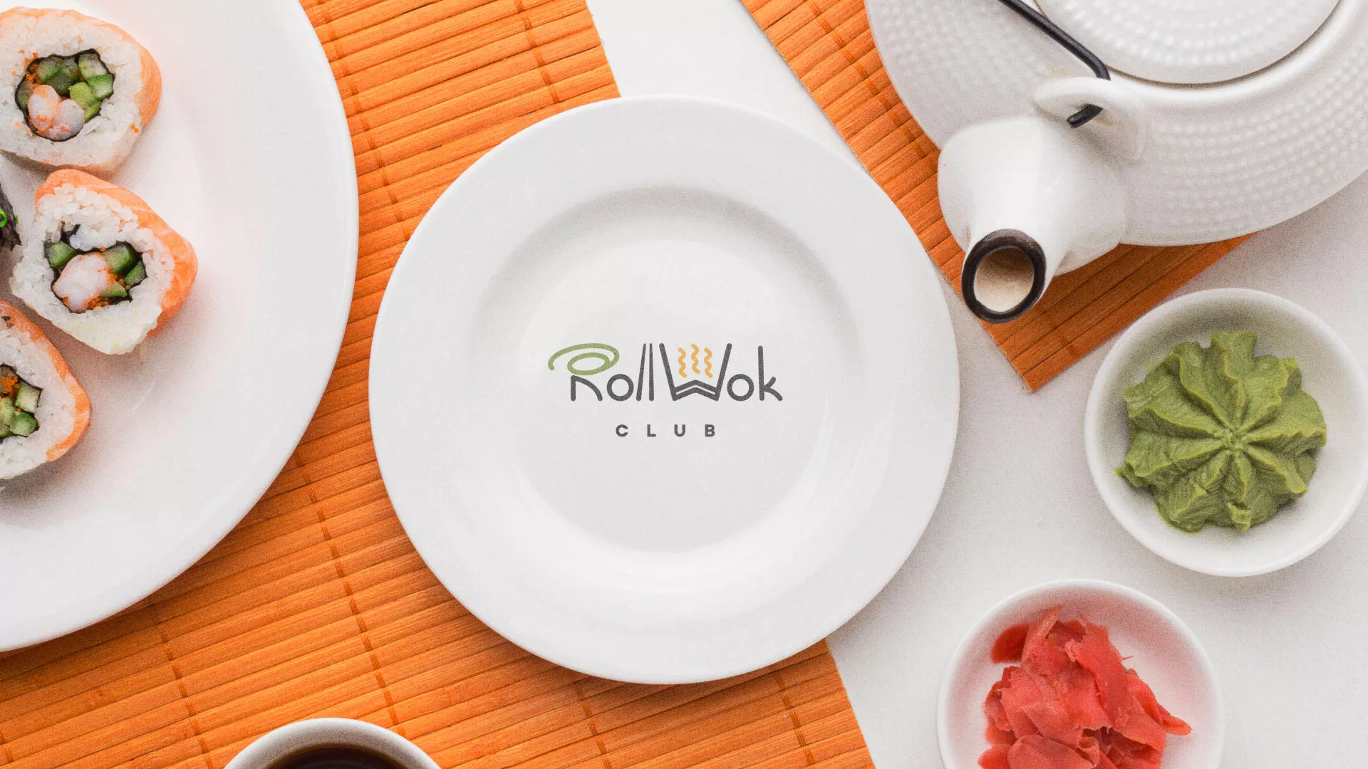 Разработка логотипа и фирменного стиля в Куйбышеве для суши-бара «Roll Wok Club»